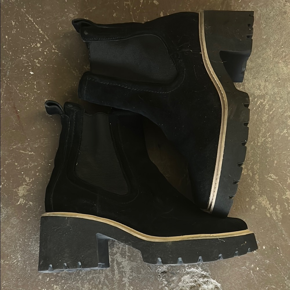 Dolce Vita Black Ankle Booties with Rugged Sole